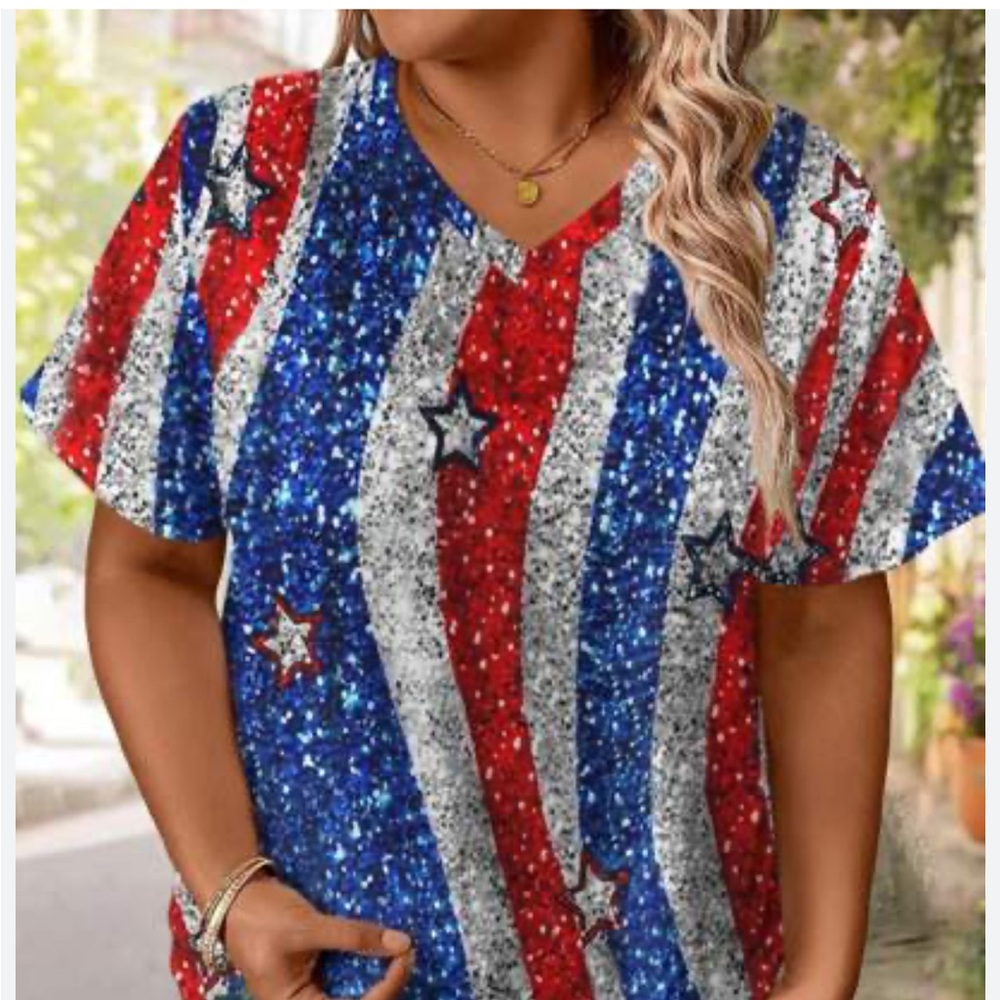 Patriotic Star-Patterned Women's Top